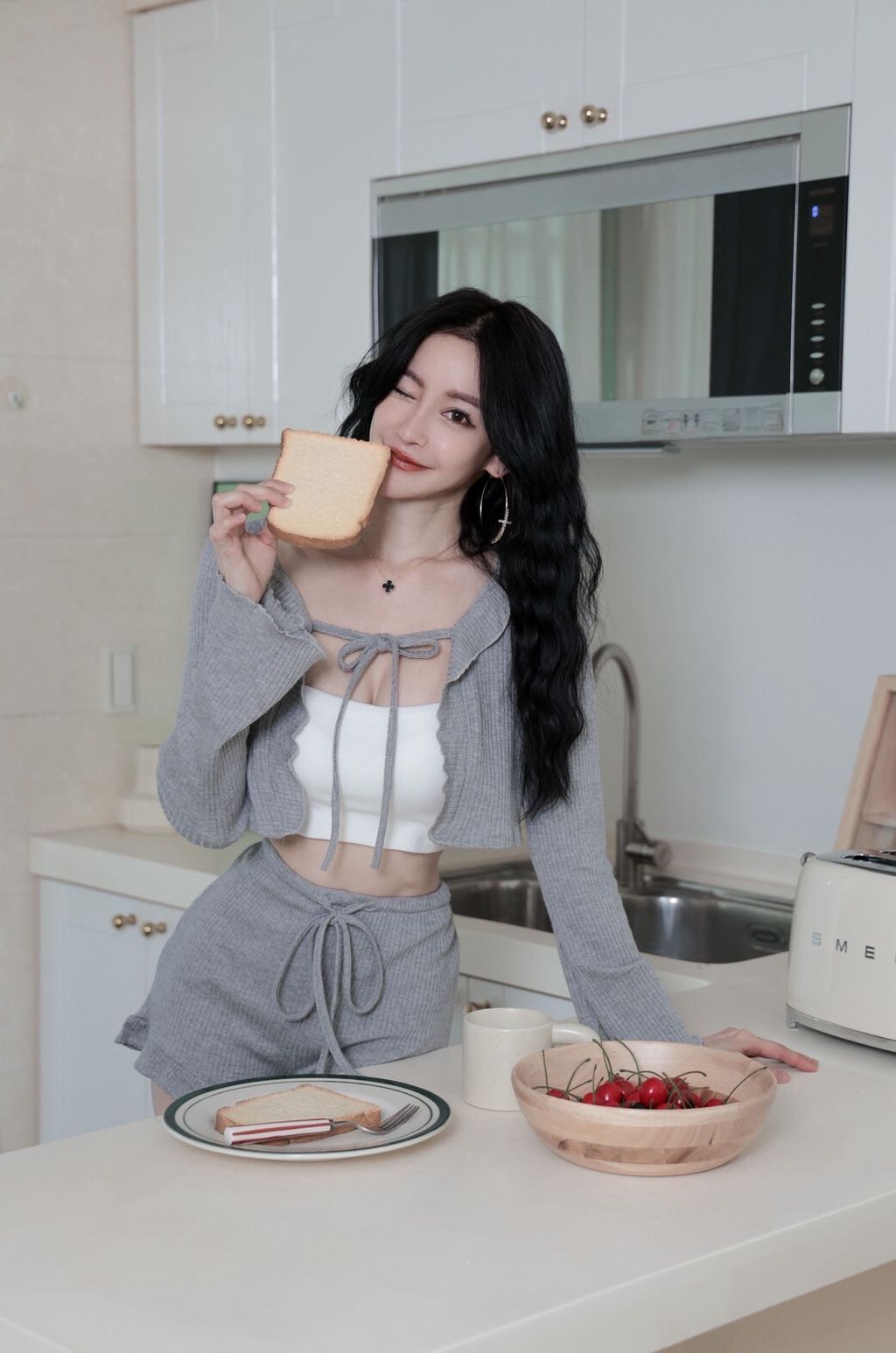 I08-1羅紋綁帶SET灰