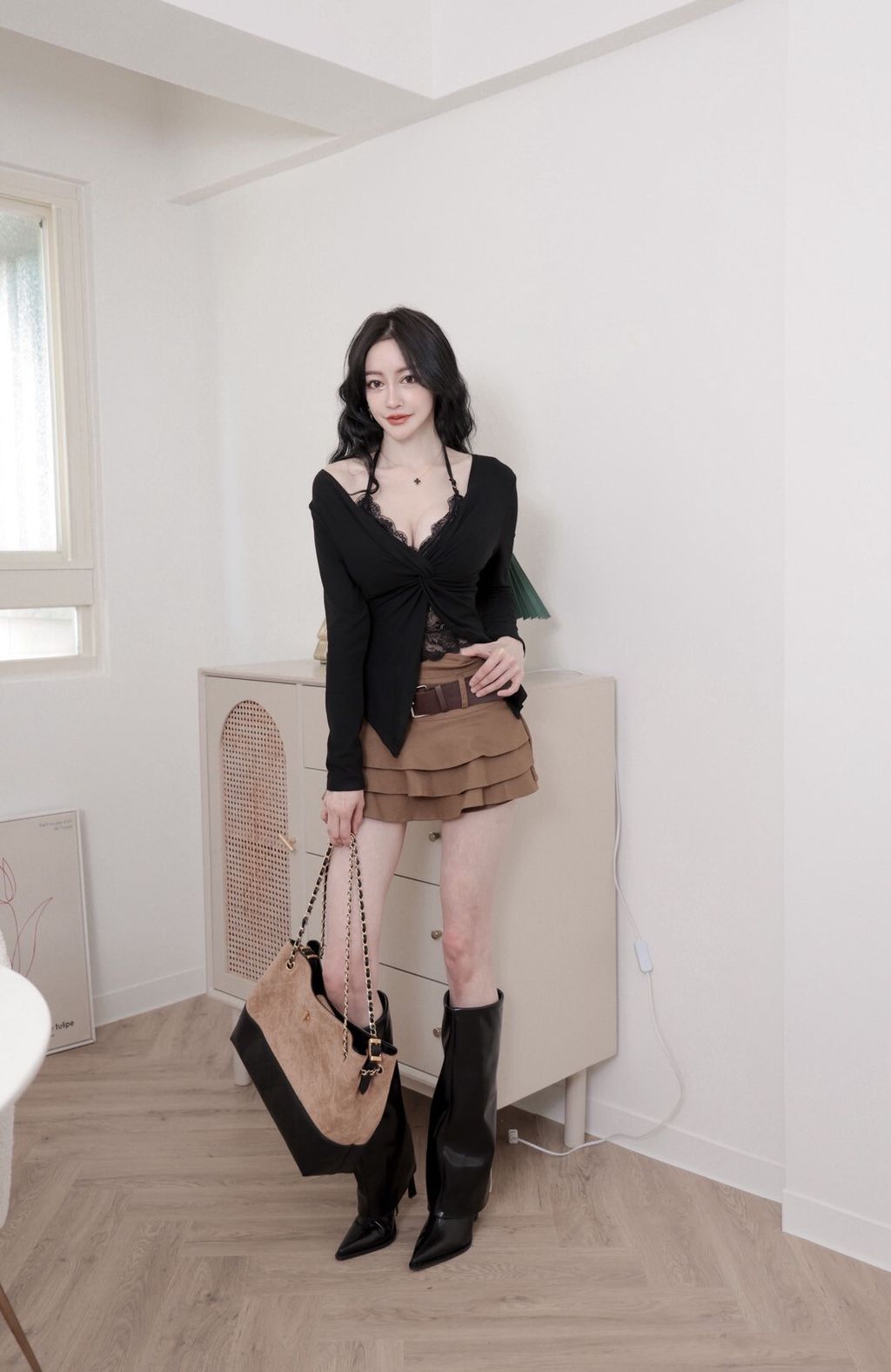 I01-1繞脖假兩件黑