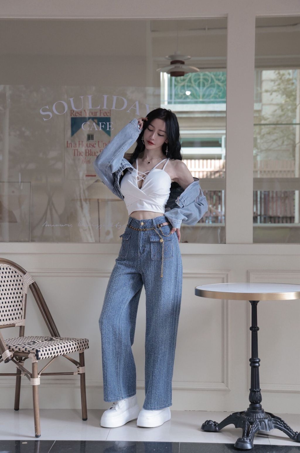 I17-1訂製交叉線條馬甲白