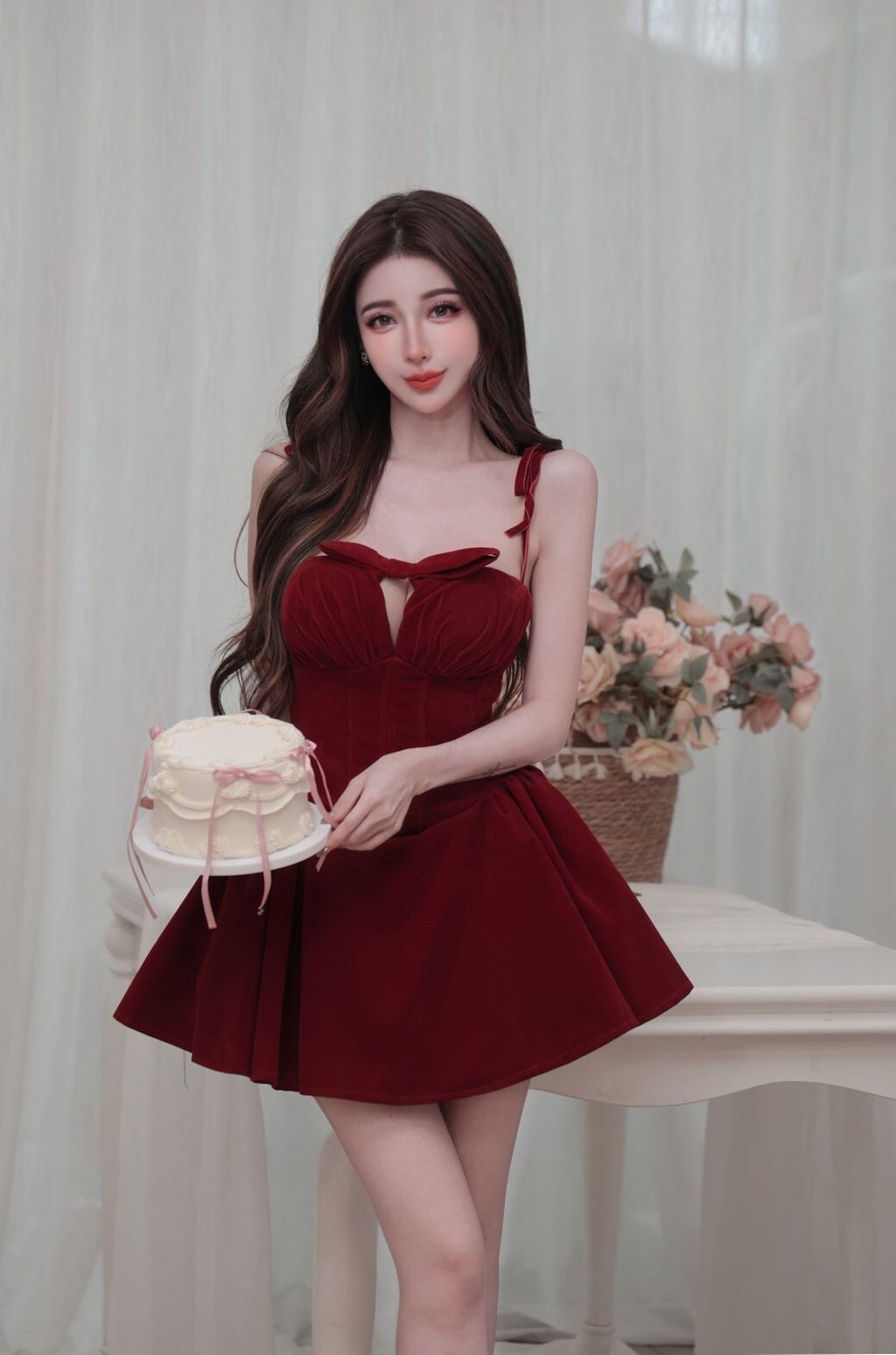 F19-1絲絨短洋紅