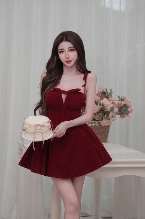 F19-1絲絨短洋紅