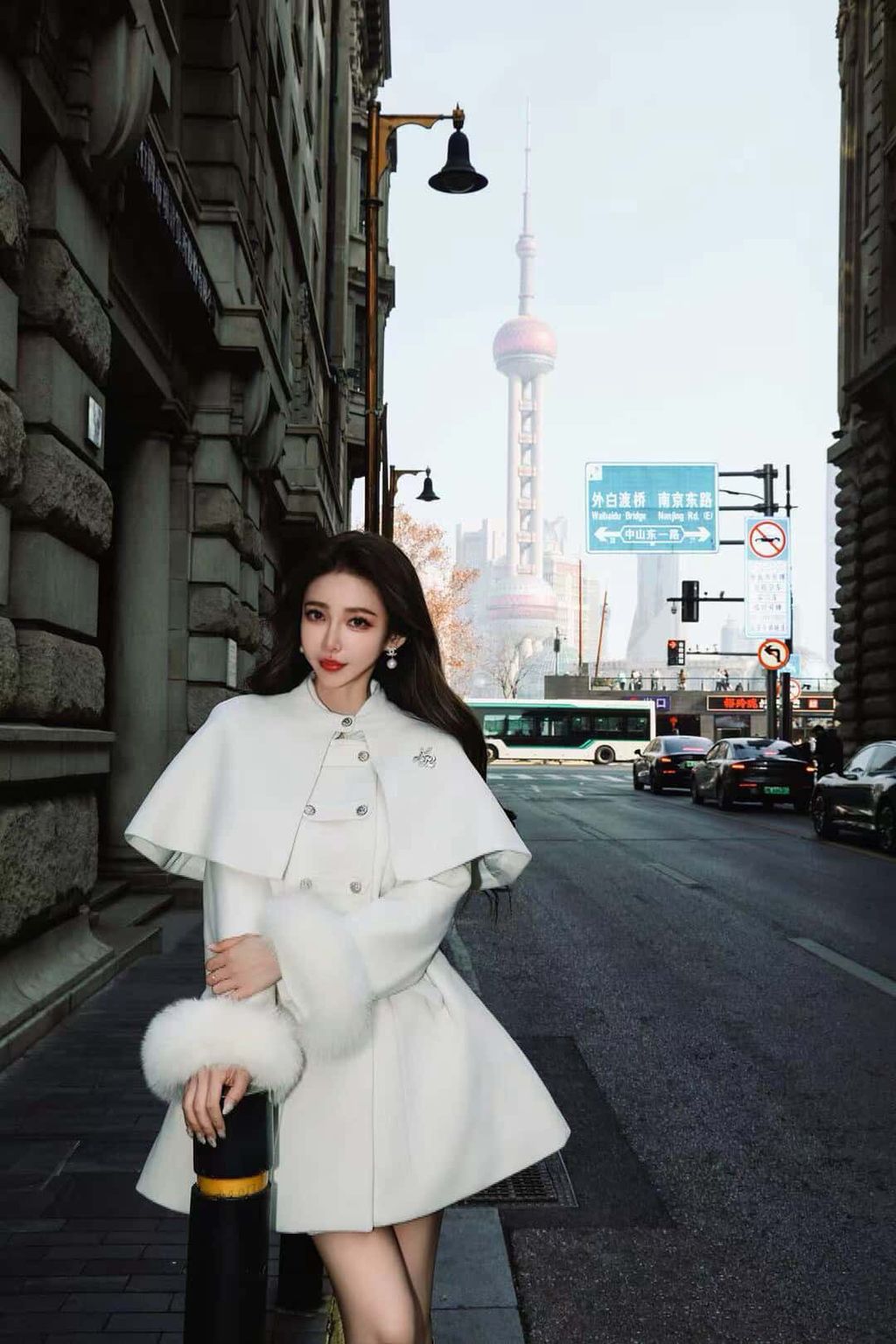 韓國斗篷排釦大衣(手袖毛毛)8