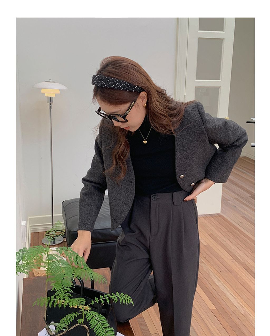 【歌铭】灰色小西装外套女装2022冬季新款短款炸街休闲西服N356A (10)
