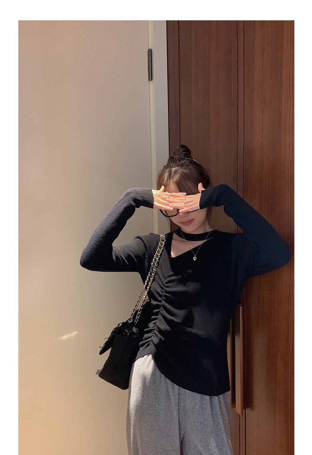 【纯欲天花板】设计感不规则小心机毛针织衫女装冬长袖上衣Y8367 (4)