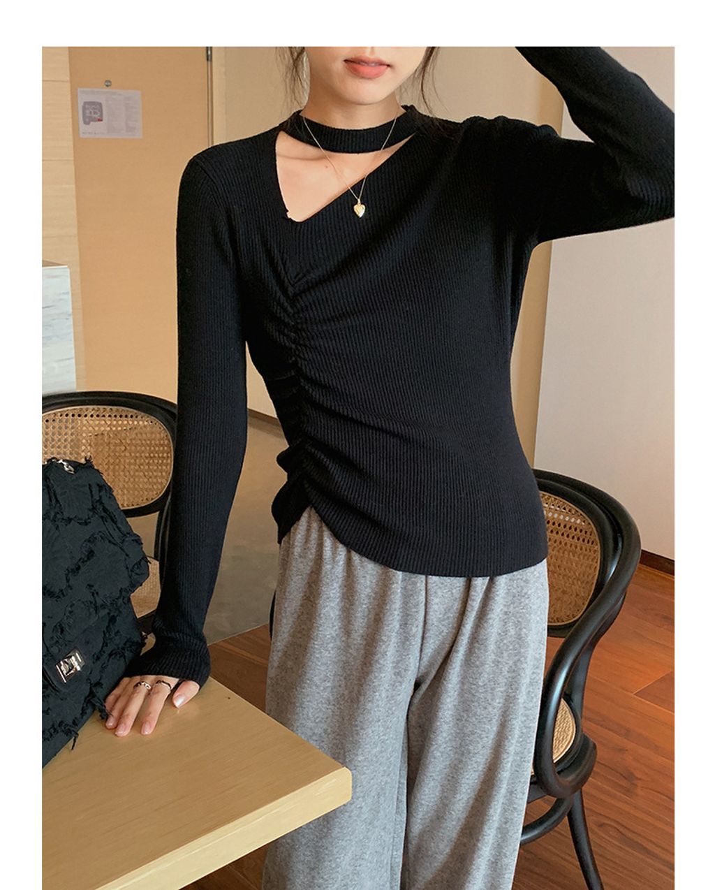 【纯欲天花板】设计感不规则小心机毛针织衫女装冬长袖上衣Y8367 (7)