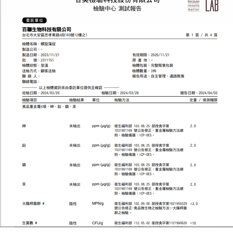 檢驗報告2311151A