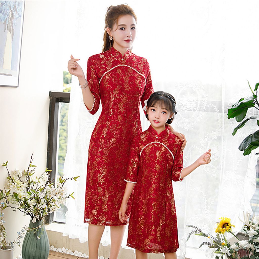 TFT11720 MOM DAUGHTER MATCHING CHEONGSAM – The Fashion Trends