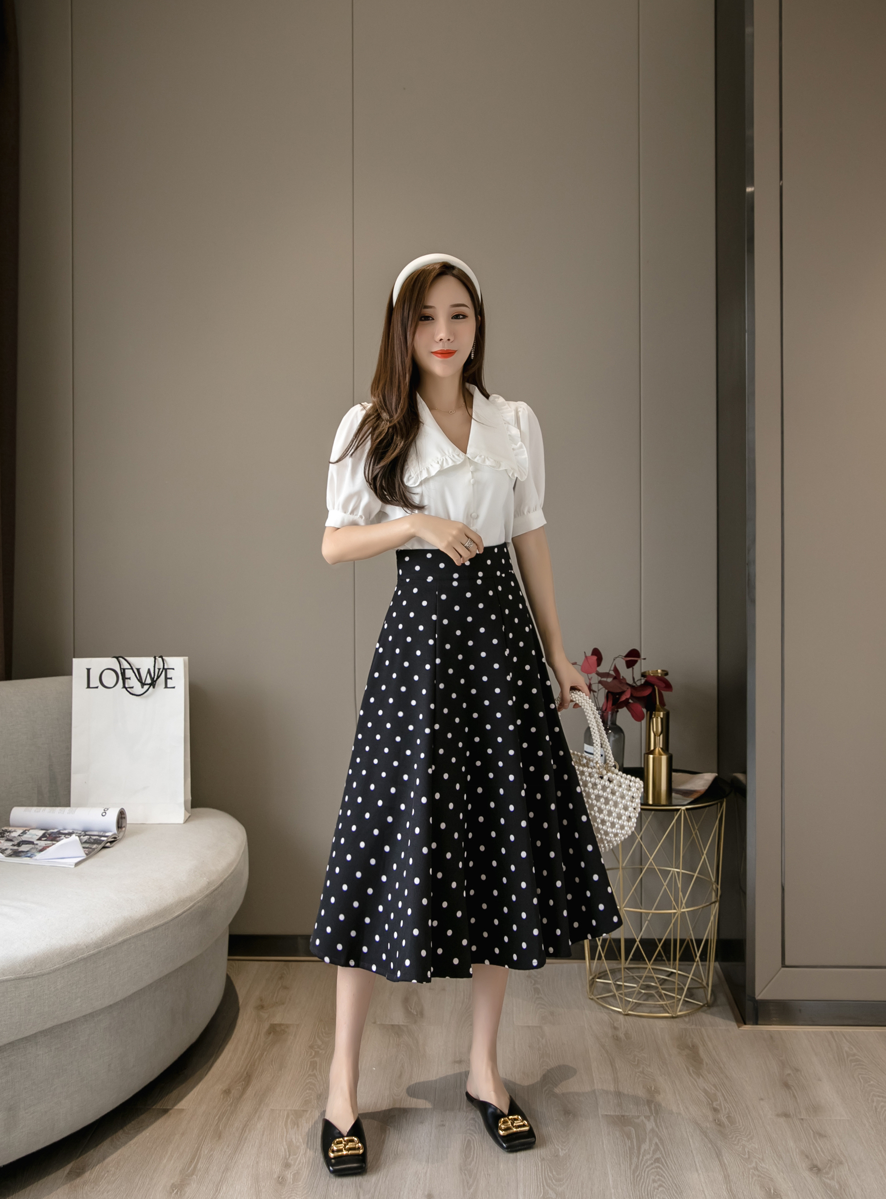 Polka dot skirt retro best sale