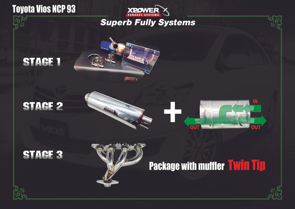 VIOS NCP93 MEDIUM SOUND XPOWER EXHAUST SYSTEMS