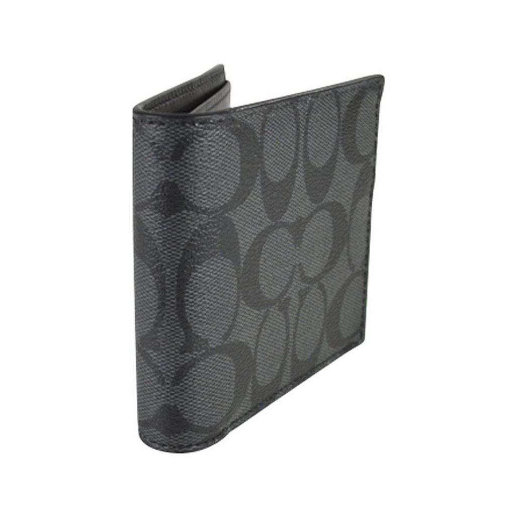 Coach F74993 - Compact ID Wallet In Signature Coated Canvas  (Charcoal/Black) – Izie Gallery