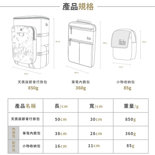 天鷹座 201 後背包 電腦包 小物收納包 產品規格