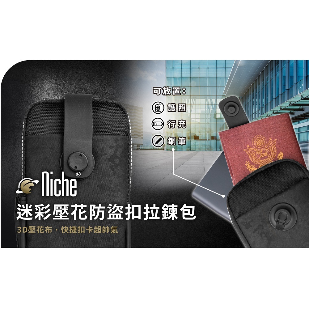NICHE樂奇 城市旅人跨肩包N-19304 行李廂配貝迷彩手機包