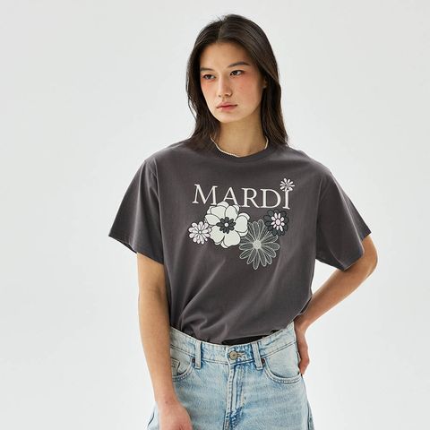 TSHIRT FLOWER JARDIN_CHARCOAL PINK