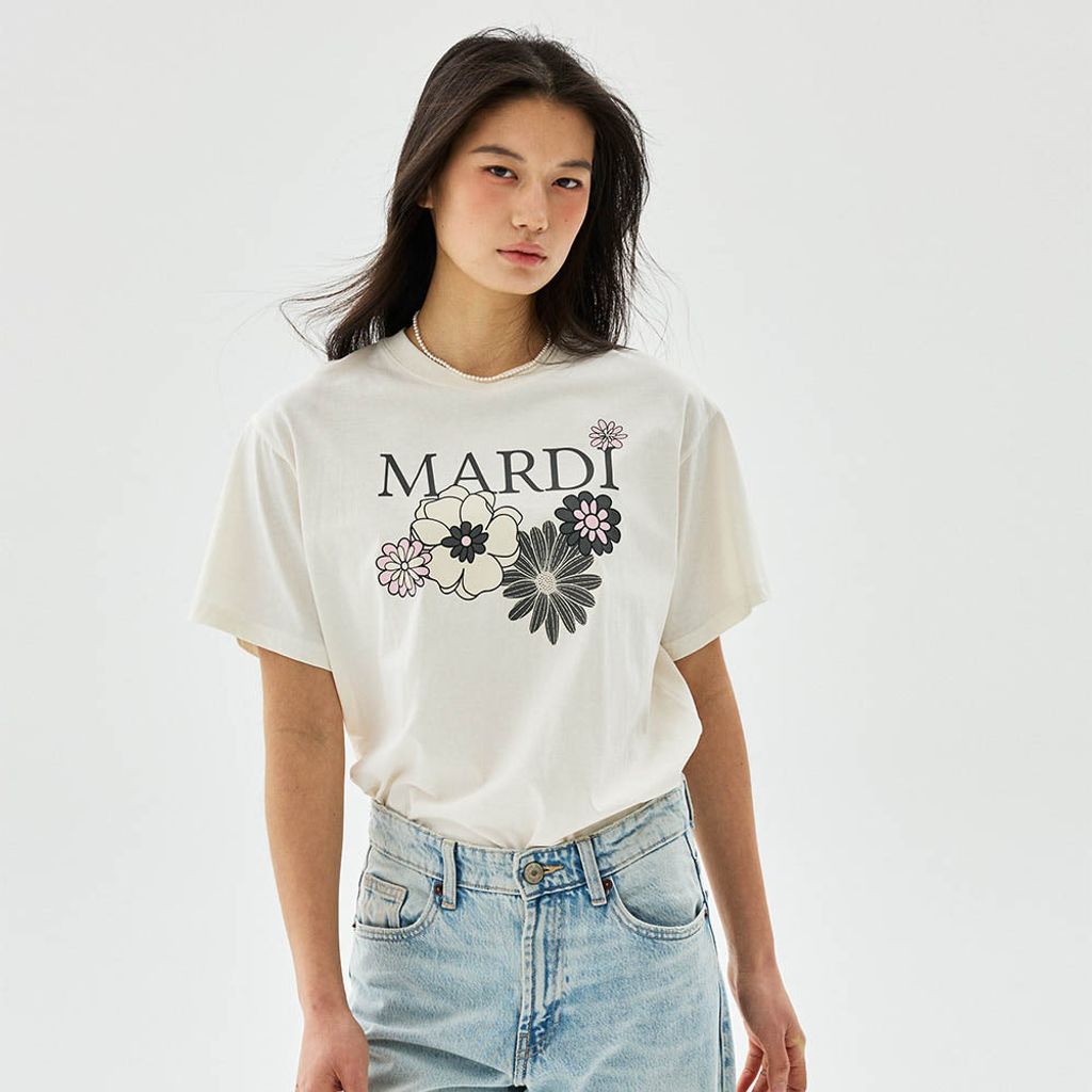 TSHIRT FLOWER JARDIN_CREAM PINK