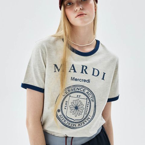 SLIM RINGER TSHIRT UNIV_OATMEAL NAVY