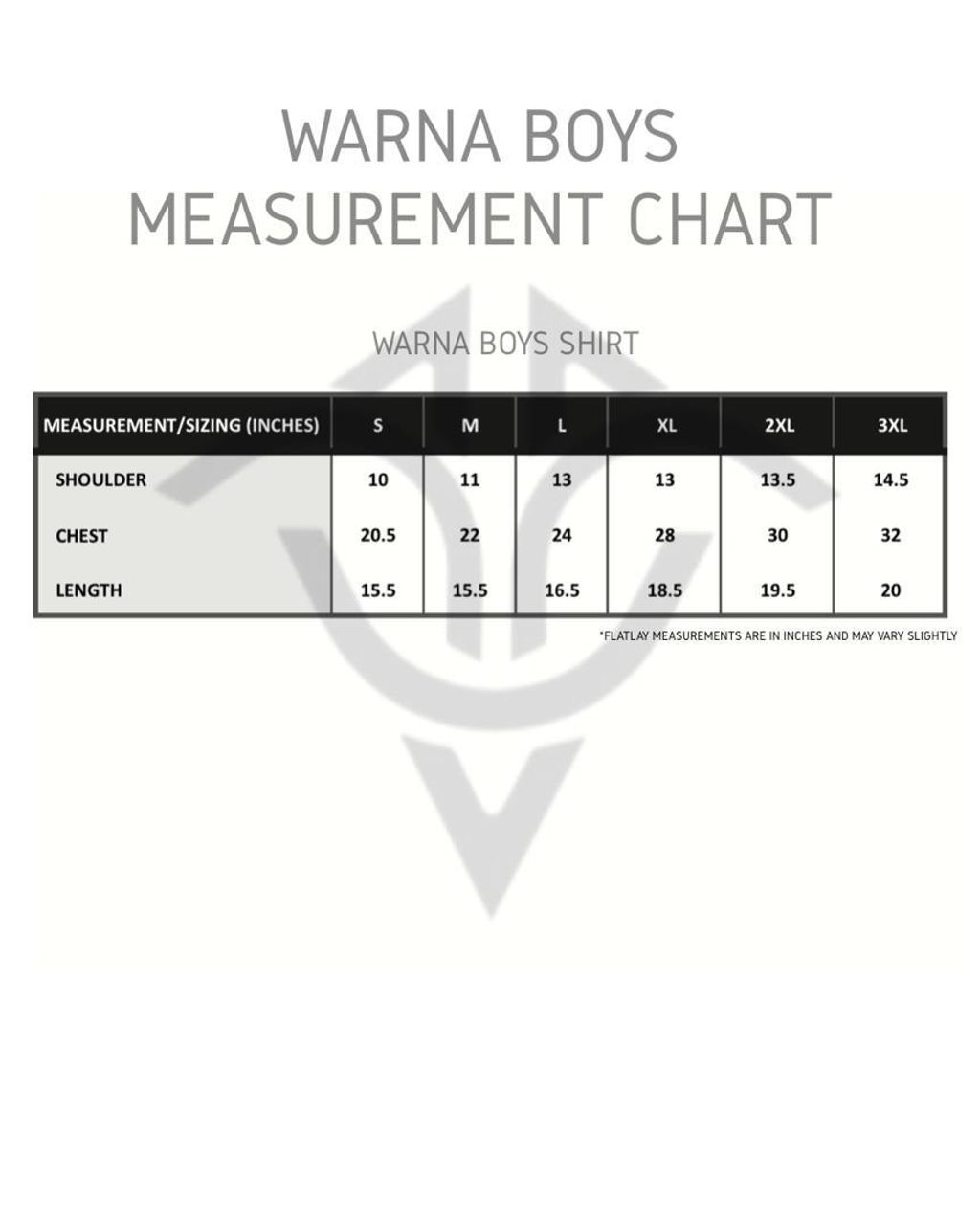 Warna Boys Size Chart