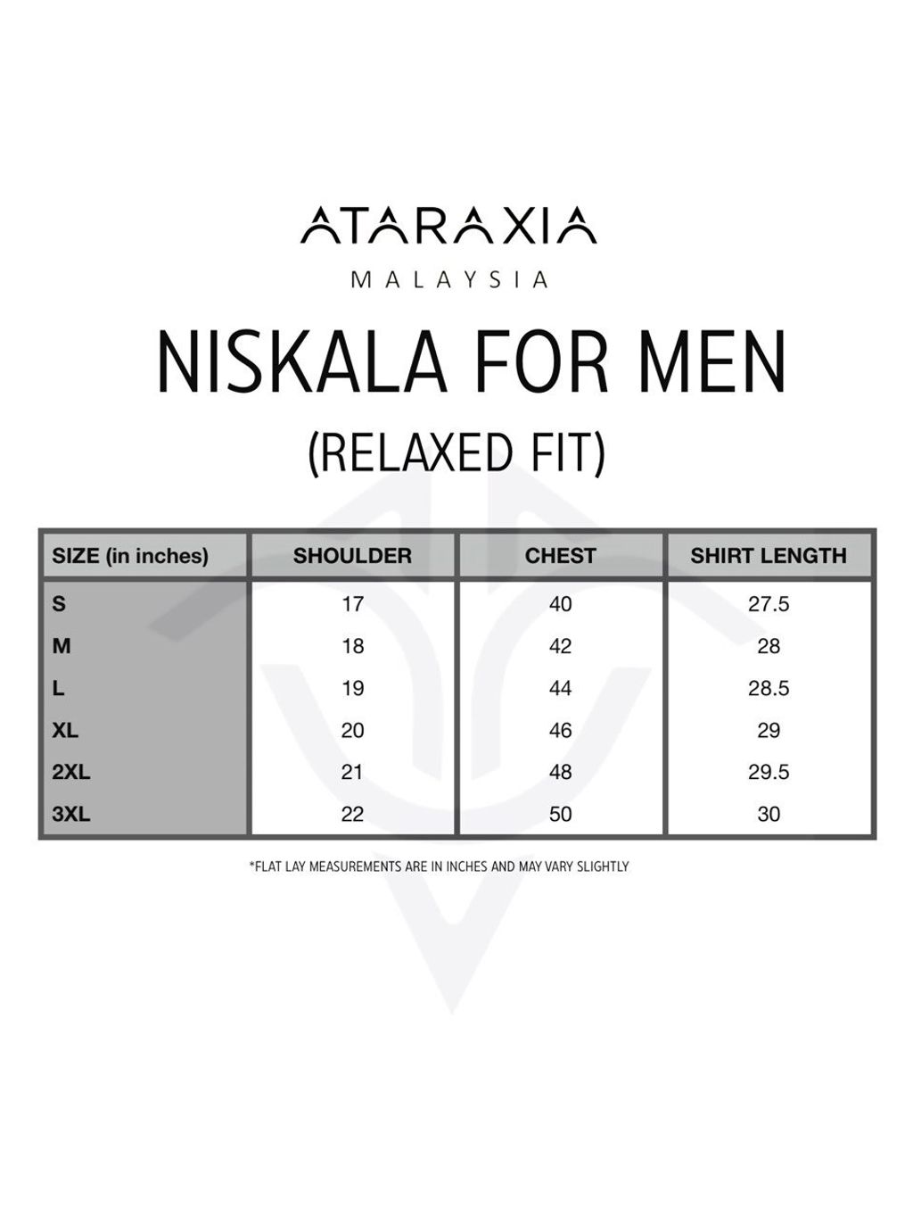 Niskala Men Size Chart
