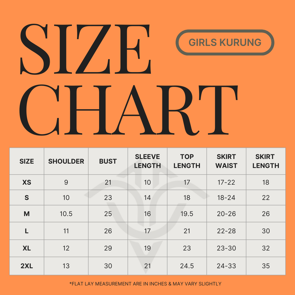 Size chart girls