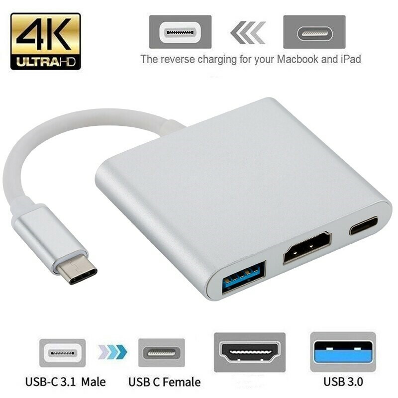 Type-C-to-HDMI USB 3.1 three-in-one converter 4K HD adapter cable