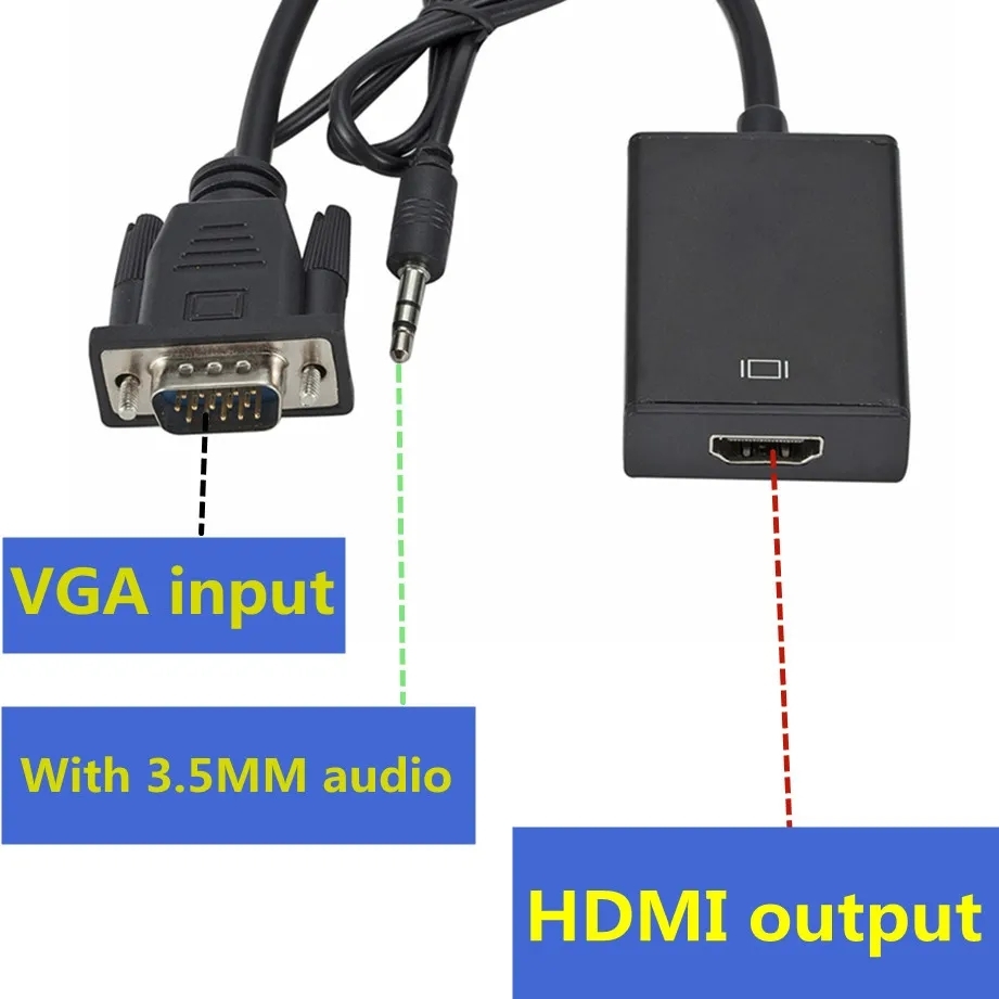 HD 1080P VGA2HDMI-compatible Converter Adapter Cable With Audio Output  for PC laptop to HDTV Projector