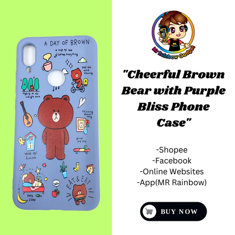 Cheerful Brown Bear with Purple Bliss Phone Case