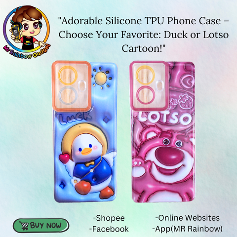 Adorable Silicone TPU Phone Case – Choose Your Favorite Duck or Lotso Cartoon!