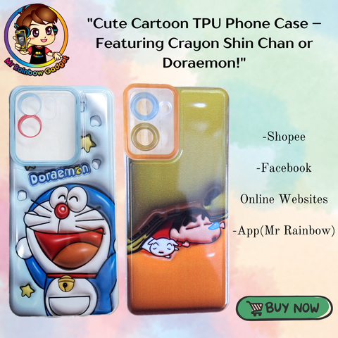 Cute Cartoon TPU Phone Case – Featuring Crayon Shin Chan or Doraemon!