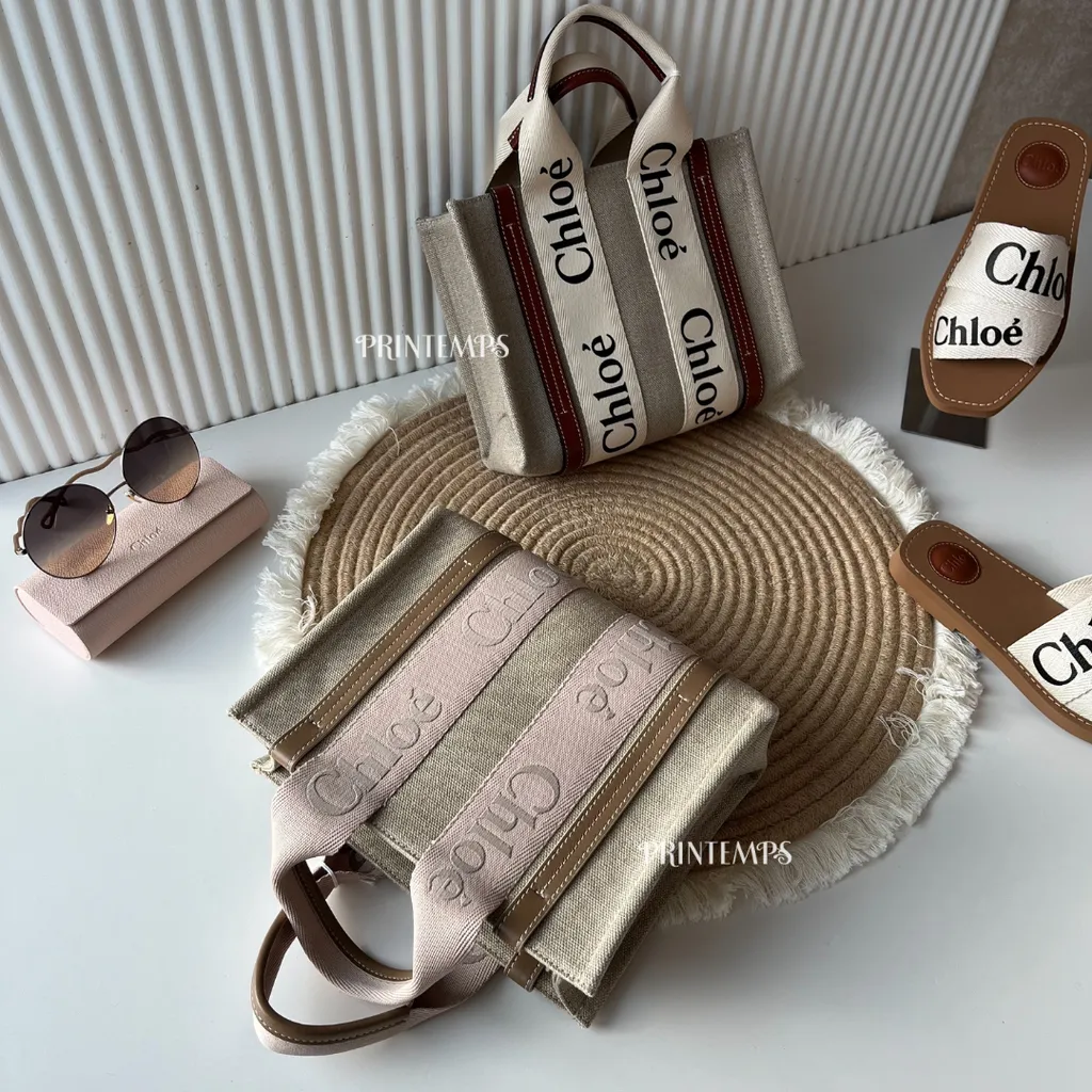 CHLOE小號woody奶茶刺繡粉色托特 (4)