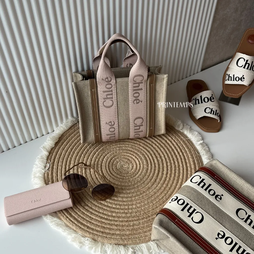 CHLOE小號woody奶茶刺繡粉色托特 (2)