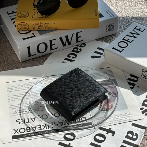 LOEWE荔枝牛皮零錢袋短夾_ 黑色(1)_0