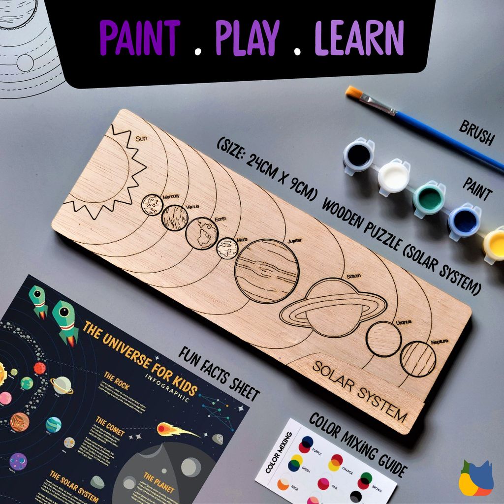 Complete Solar System Kit - Paints & Brushes included - Dala