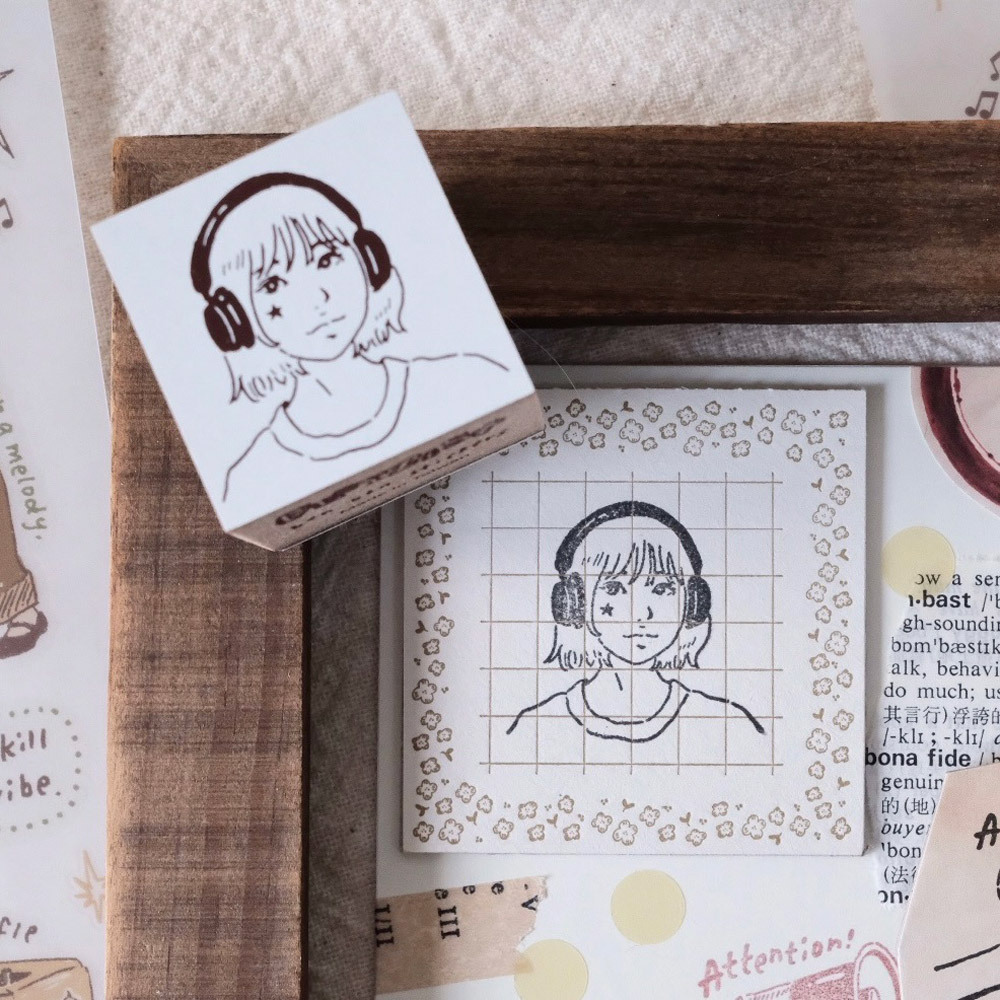 印章-聽音樂女孩