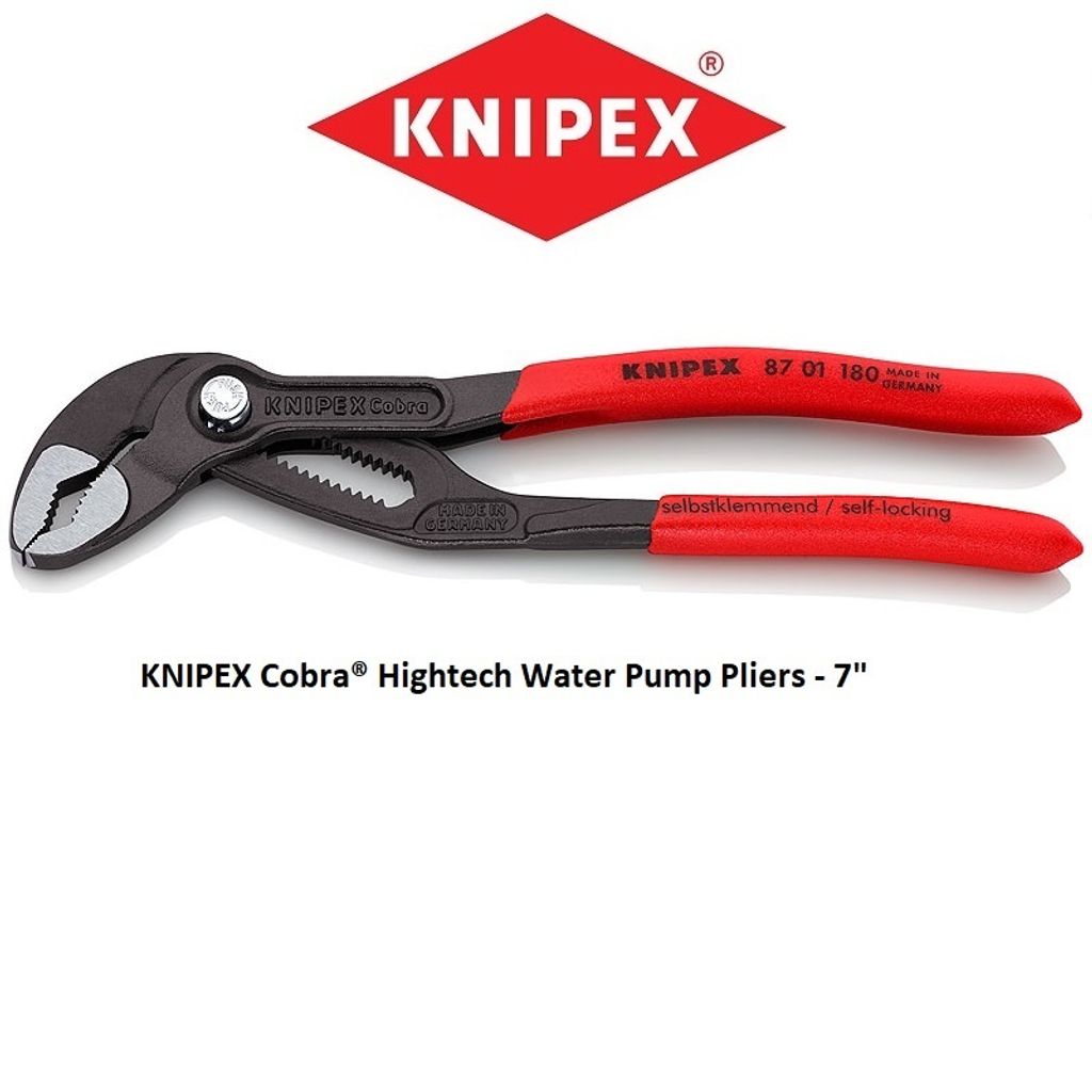 Knipex Cobra 7 Pliers Adjustable Water Pump Plier 8701180 1-1/2 Jaw  Capacity