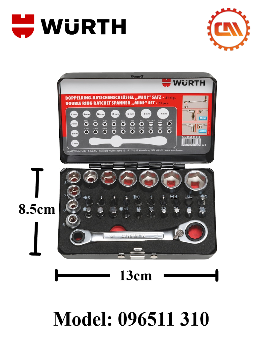 WURTH socket wrench set 1/4 + 1/2 - 56pcs, 228,90 €