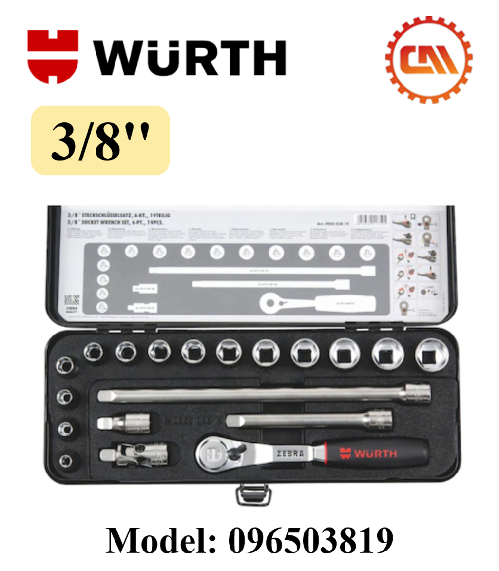 WURTH (Germany) Socket Wrench Set 3/8'' (19Pcs) (Model: 0965 038