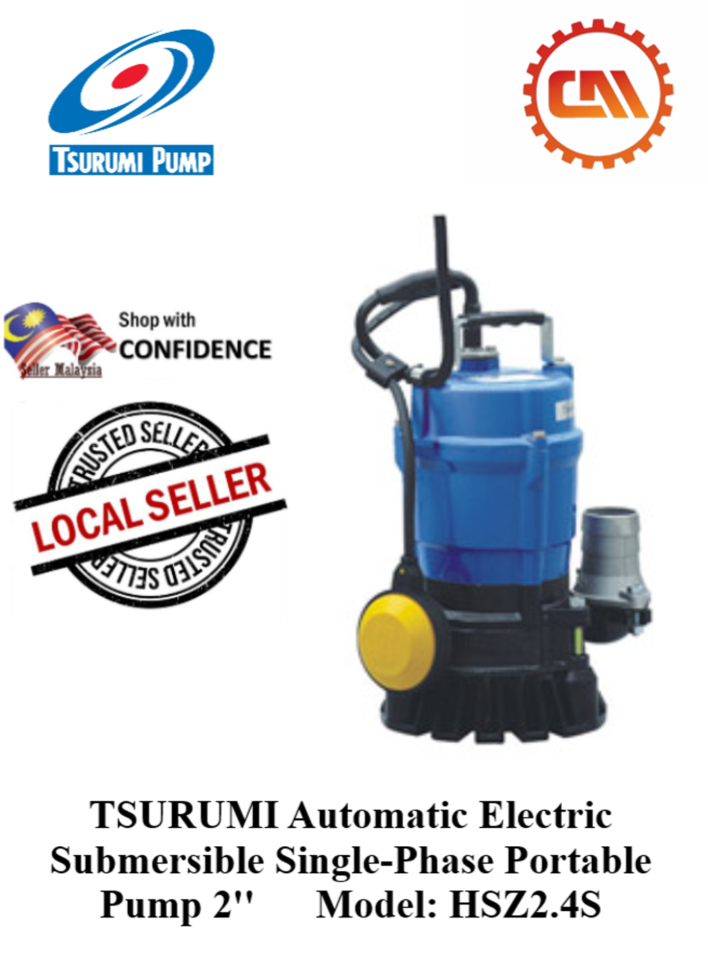TSURUMI Automatic Electric Submersible Single-Phase Portable Pump 2''  (Model: HSZ2.4S) – Conmax Resources