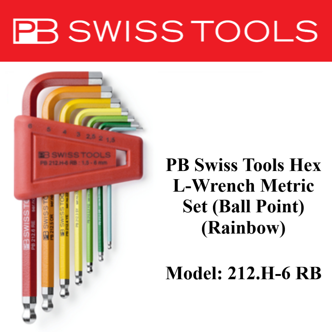 PB Swiss Tools Innensechskant-Set: 9-teilig, Rainbow-Farbcode, Swiss Made – Für Profis & Heimwerker!