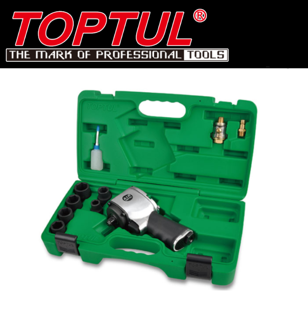 TOPTUL 1/2" DR. Super Duty Air Impact Wrench Set 10pcs (Max. Torque