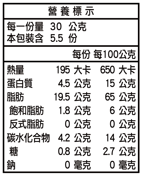 低溫烘焙原味核桃-罐裝-營養標示 低溫烘焙原味核桃-罐裝-營養標示
