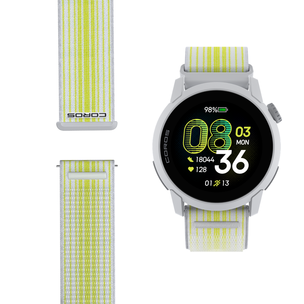 Full_view_of_the_COROSPACE_4_White_watch_with_White_Nylon_Band
