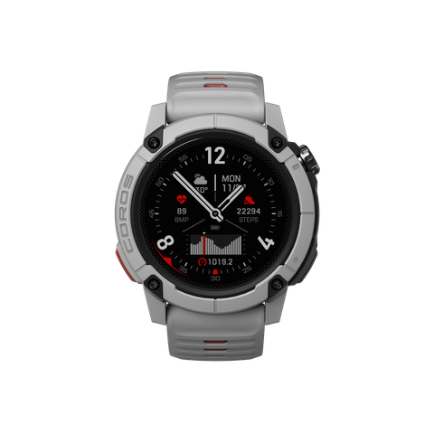 The_front_view_of_the_COROS_Nomad_Watch_in_Ash_Color