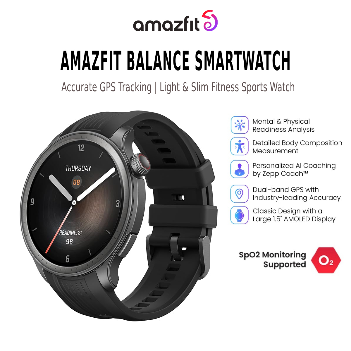 Amazfit Balance Dual Band GPS Fitnesse Watch With Health Tracker Sunset Grey L U M I T I M E