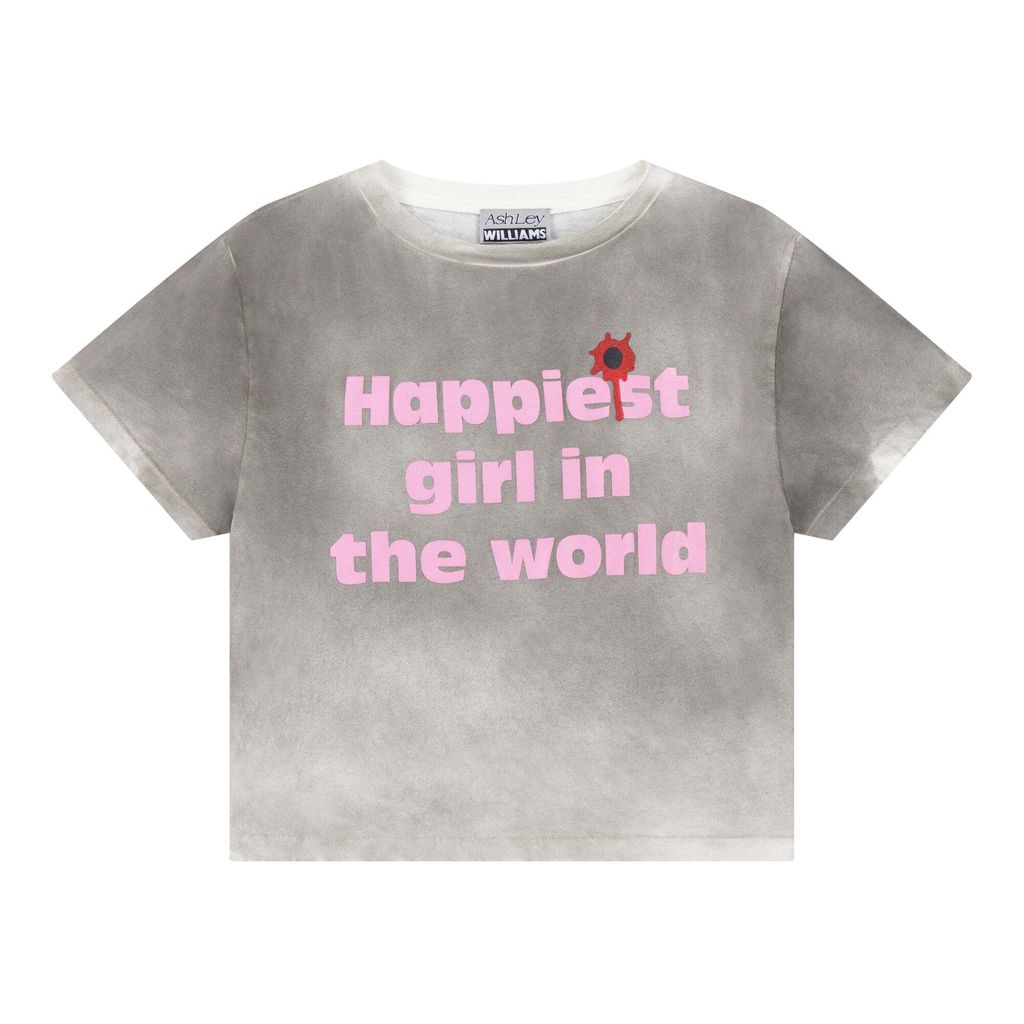 【Ashley williams】WASHED GREY HAPPY CROPPED T-SHIRT 送関込 Ashley Williams HAPPY CROPPED T-SHIRT – TRENDS