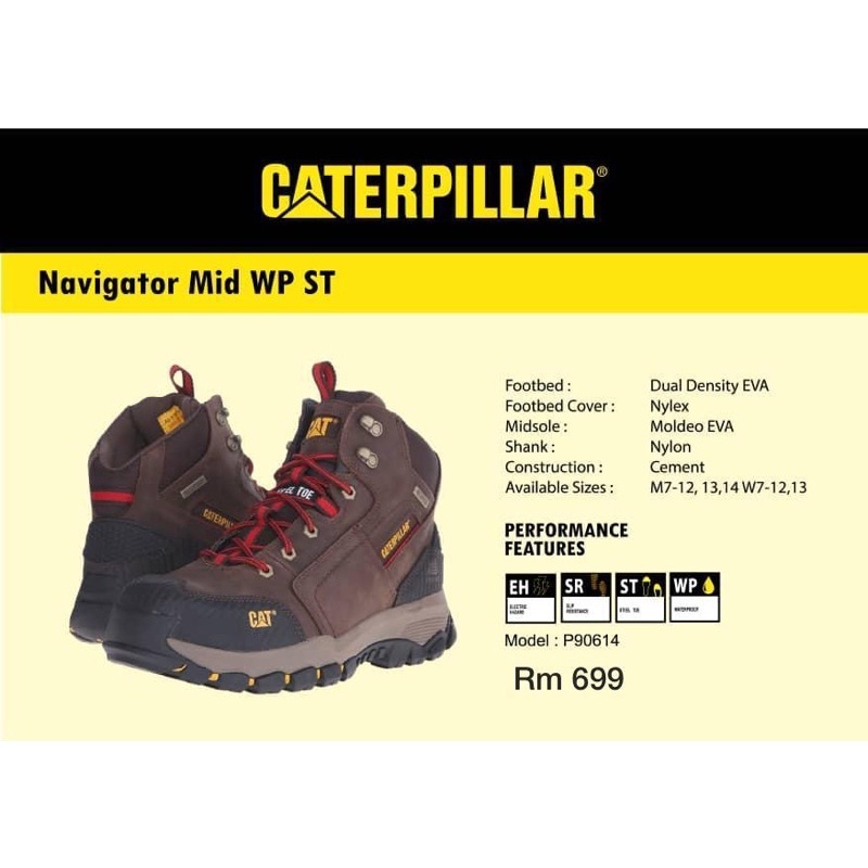 CATERPILLAR Brand Men's Navigator Mid Waterproof Steel Toe Work Boot(P90614)  – BILLY JEANS CONCEPT SHOP