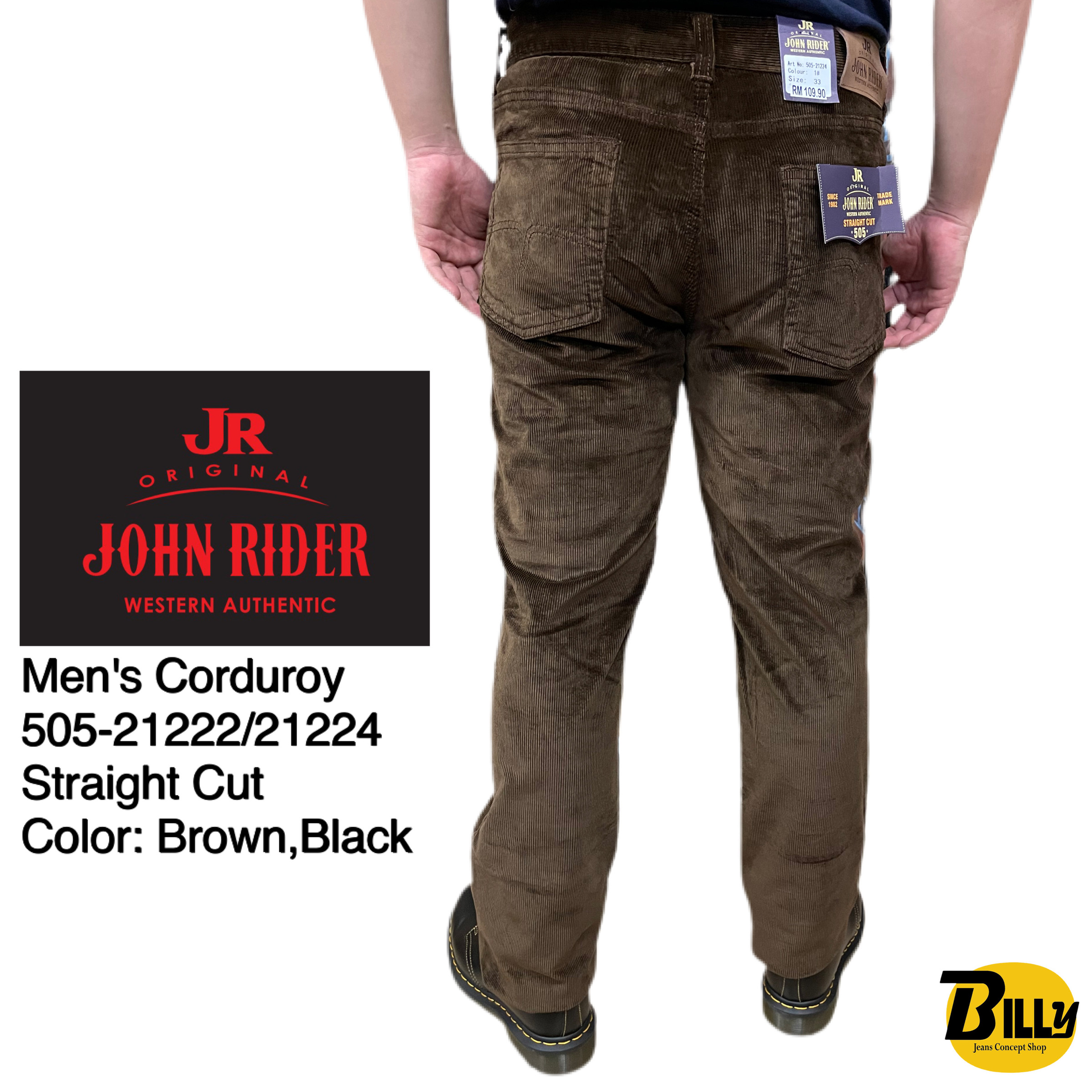 JOHN RIDER Brand Men's Straight Cut Stretchable Corduroy