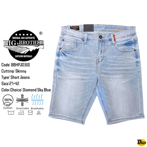 Code BBHPJ031S Cutting Skinny Type Short Jeans Saiz27-42 Color Choice Diamond Sky Blue - 1