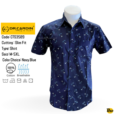 Dr.Cardin BIG SIZE 2XL-5XL Polo Tee BBB001 - Smart Fit T-Shirt (Melange/White/Blue)
