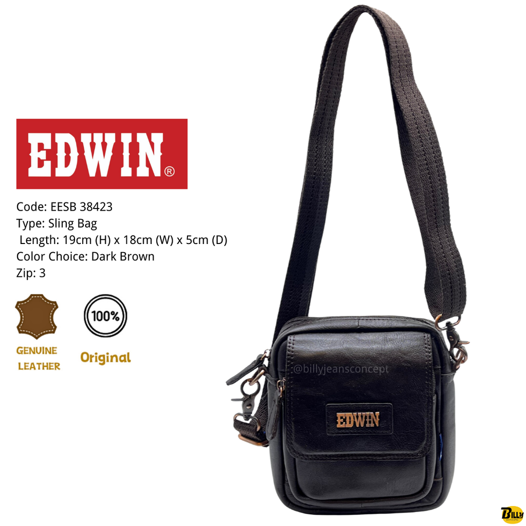 Code EESB 38423 Type Sling Bag Length 19cm (H) x 18cm (W) x 5cm (D) Color Choice Dark Brown Zip 3 - 1-1716622197505