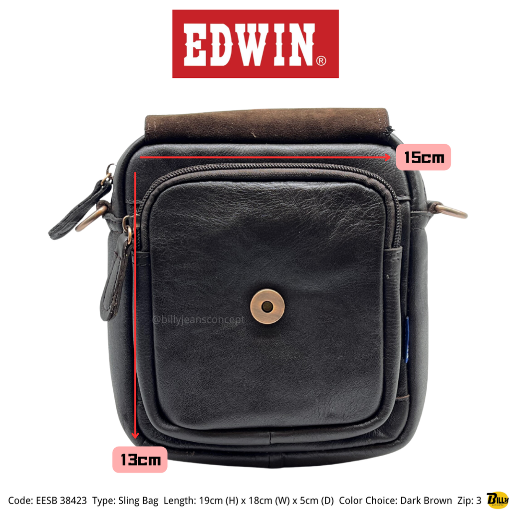 Code EESB 38423 Type Sling Bag Length 19cm (H) x 18cm (W) x 5cm (D) Color Choice Dark Brown Zip 3 - 6-1716622197547