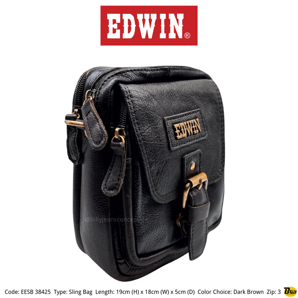 Code EESB 38423 Type Sling Bag Length 19cm (H) x 18cm (W) x 5cm (D) Color Choice Dark Brown Zip 3 - 4-1716622746788